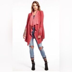 Aratta Silent Journey Waterfall Waffle Knit Open Cardigan